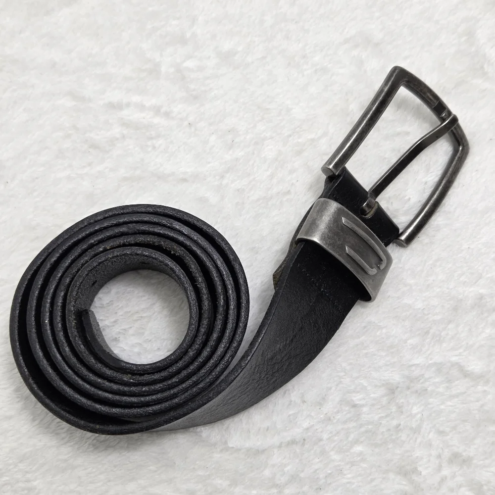 Diesel Black Leather Belt with Silver Buckle‎ size 38